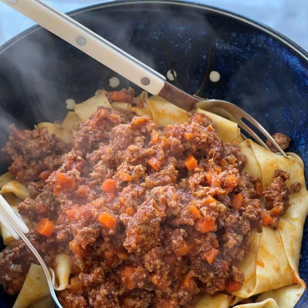 Pappardelle maison à la bolognaise aux 3 viandes