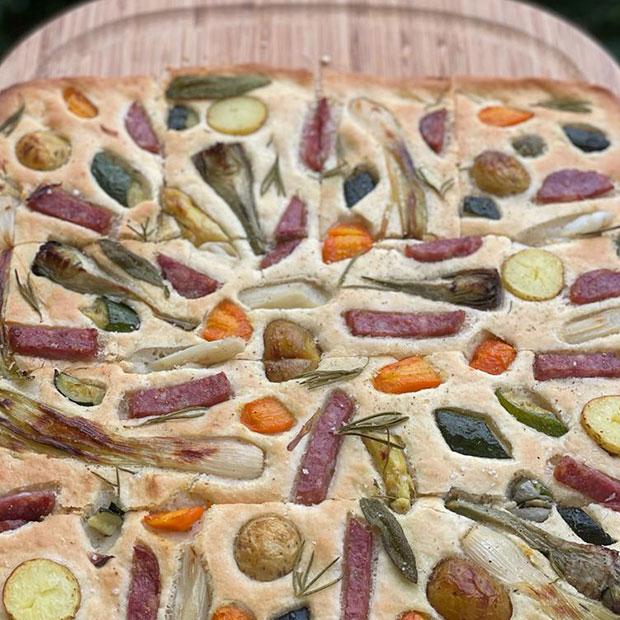 Recette de focaccia aux légumes primeurs de Julie, Les Potagers de ...