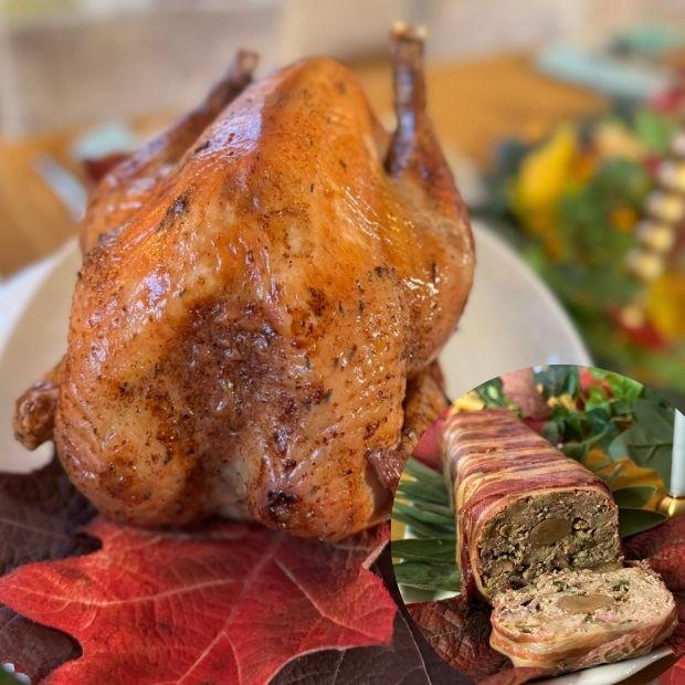 Dinde rôtie et farce aux marrons de Thanksgiving