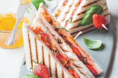 Sandwich fraises-basilic