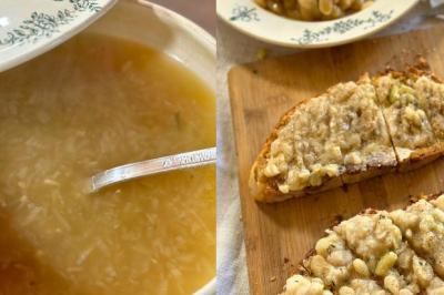 Soupe à l’oignon et tartines de mogettes de Jean-François