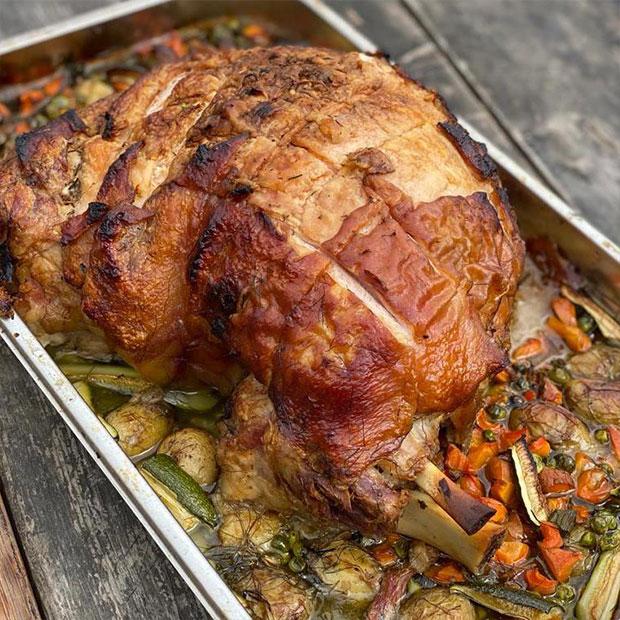 Jambon braisé aux légumes du jardin de Bastien