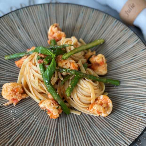 Poêlée de gambas & linguine