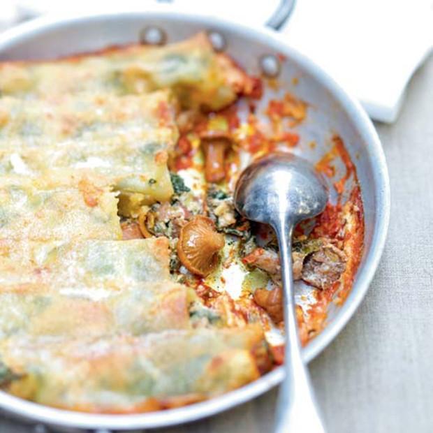 Cannelloni aux girolles ricotta épinards