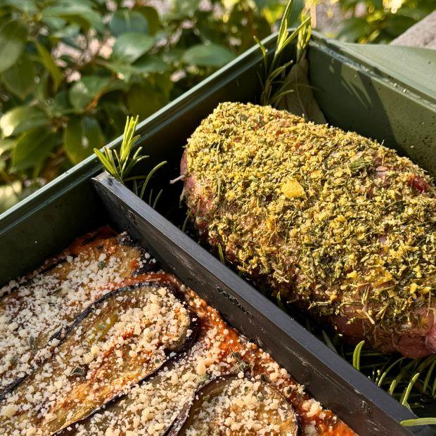 Gratin d’aubergines & rôti de veau