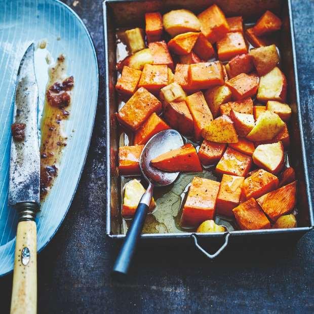 Patates douces et pommes caramélisées