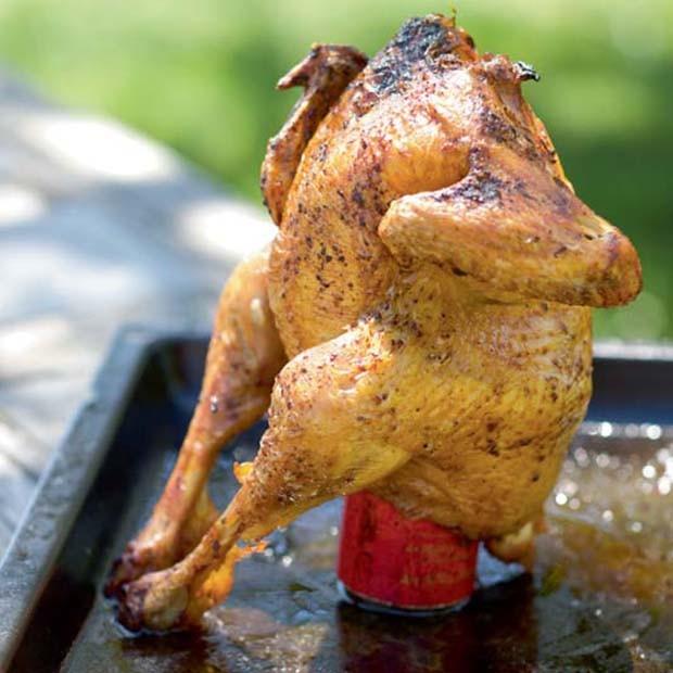 Recette de Poulet grillé sur canette de bière 