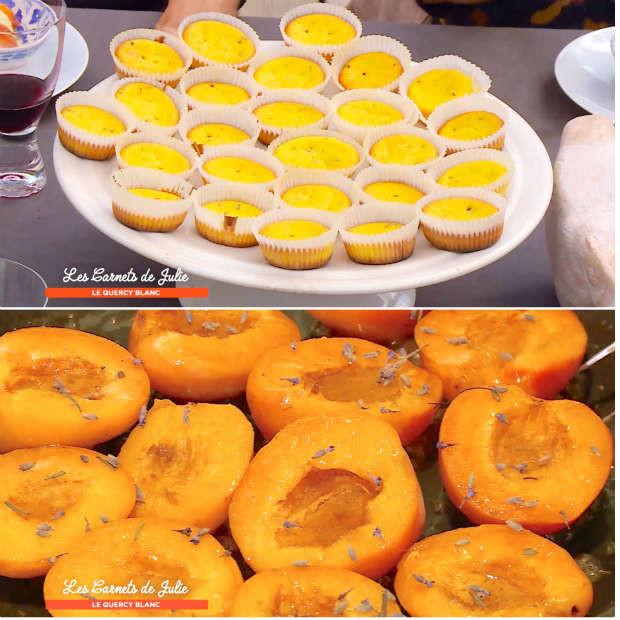 Muffins lavande-safran et abricots poêlés au miel de Marie-Hélène