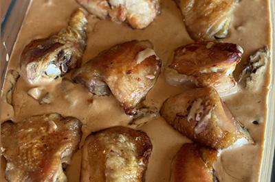Poulet aux morilles, vin jaune et cancoillotte de Ben et Évelyne