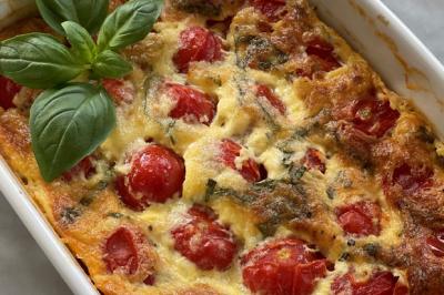 Clafoutis de tomates cerises au gorgonzola