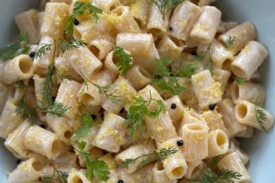 Rigatoni au citron et poivre de kampot vert