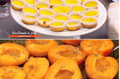 Muffins lavande-safran et abricots poêlés au miel de Marie-Hélène