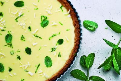 Tarte aux deux citrons, « zeste » de menthe 