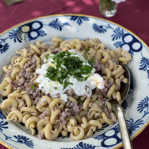 Trottole à la saucisse fumée et à la ricotta Trottole à la saucisse fumée et à la ricotta