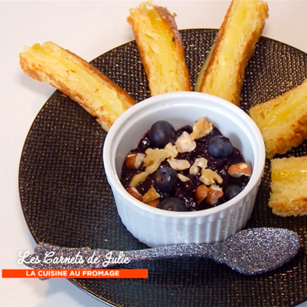 Croque-Monsieur au Bethmale et purée de myrtilles de Quitterie Croque-Monsieur au Bethmale et purée de myrtilles de Quitterie