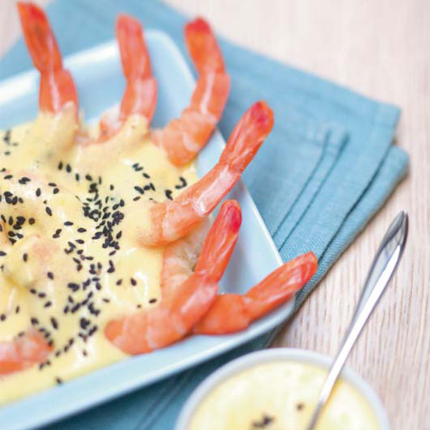 Gambas au sabayon de pomme Gambas au sabayon de pomme