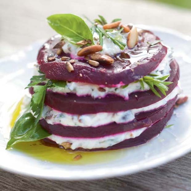 Millefeuille de betterave au chèvre Millefeuille de betterave au chèvre