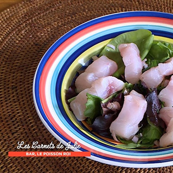 Salade de bar tiède à l’huile de noisettes de Didier Salade de bar tiède à l’huile de noisettes de Didier