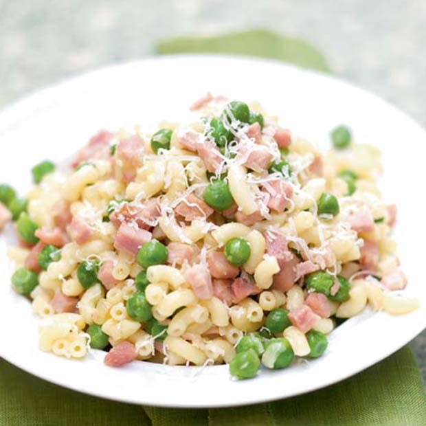 Coquilletto petits pois, jambon Coquilletto petits pois, jambon
