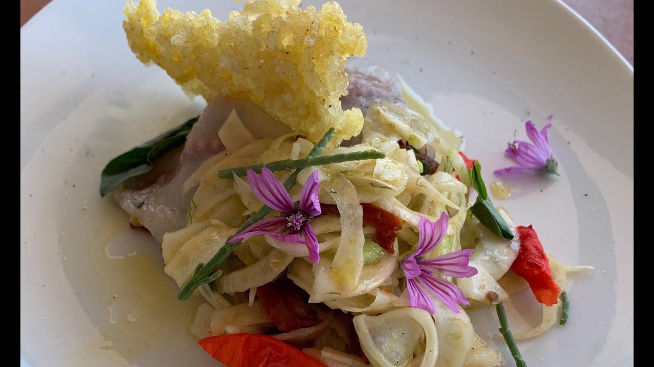 Video Carpaccio de loup et galette de riz soufflé de Camargue de Benji