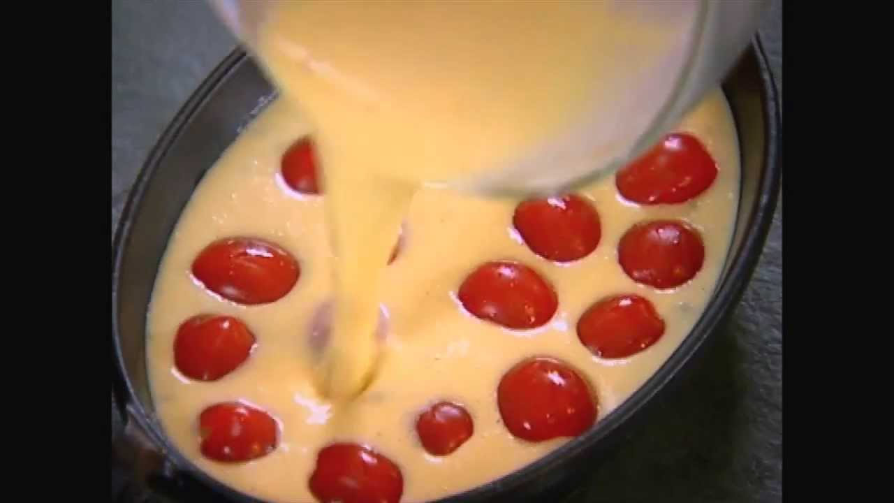 Video Clafoutis de tomates cerises au gorgonzola