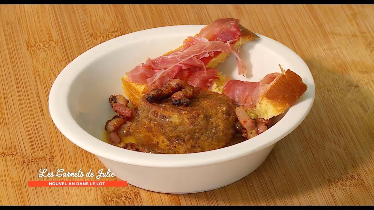 Video Meurette de chèvre, mouillettes de brioche au jambon et confit d’échalotes de Laure Fourgeaud 